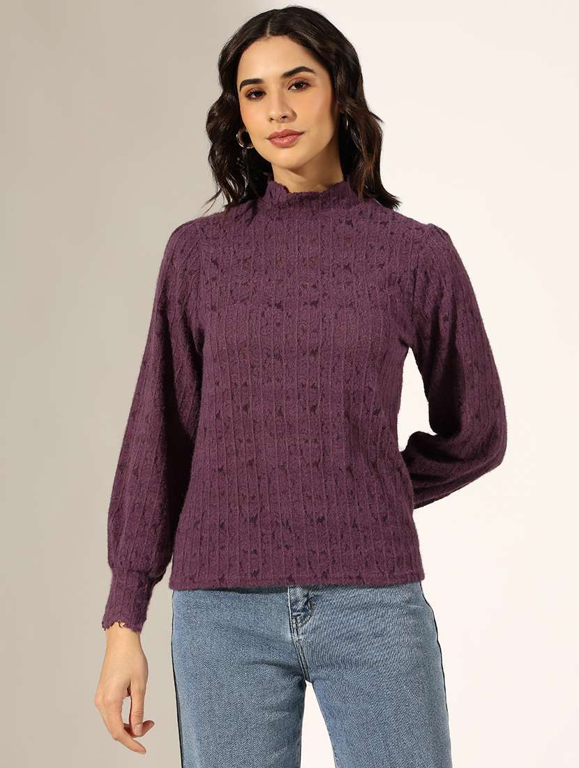 women solid puff sleeve regular top - 22180178 -  Standard Image - 1