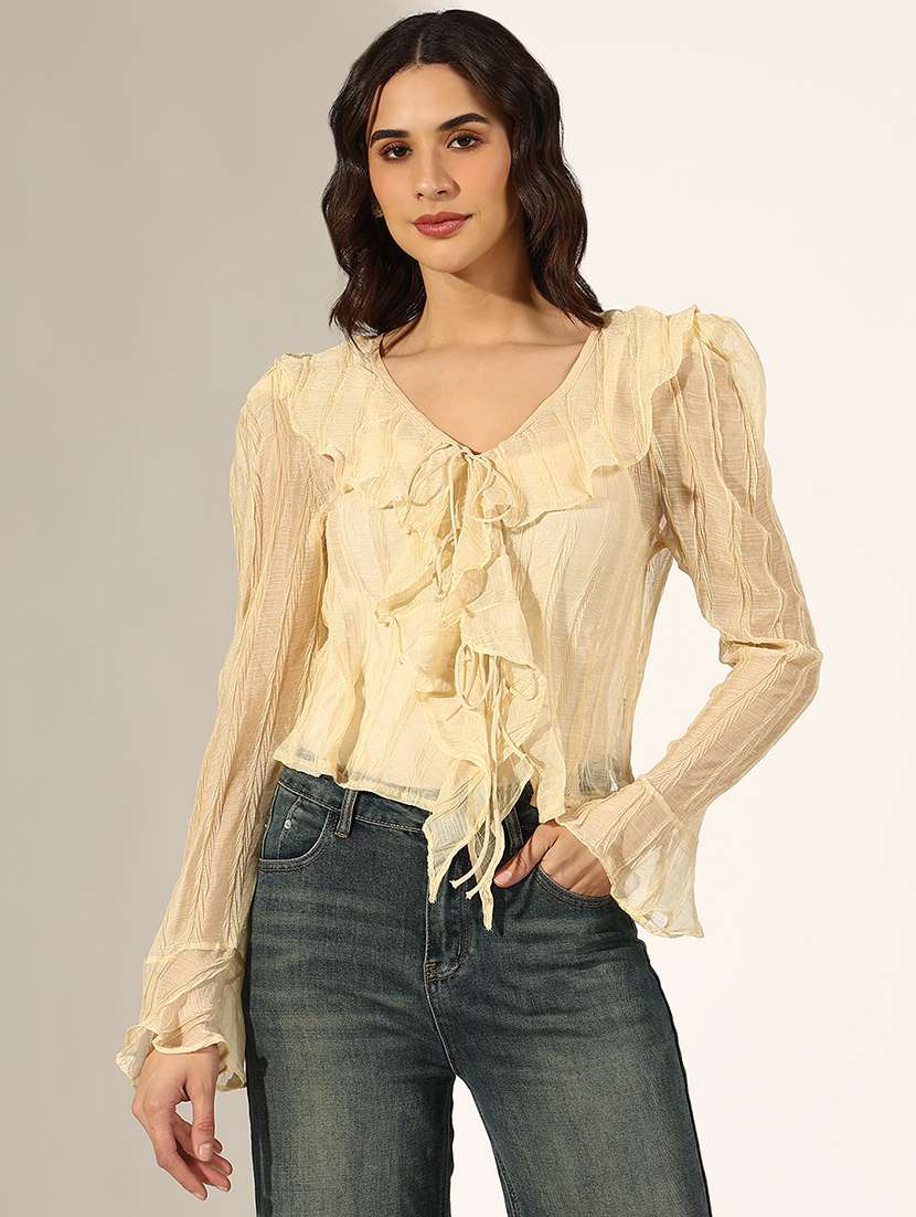 women solid long sleeve regular top - 22180188 -  Standard Image - 1