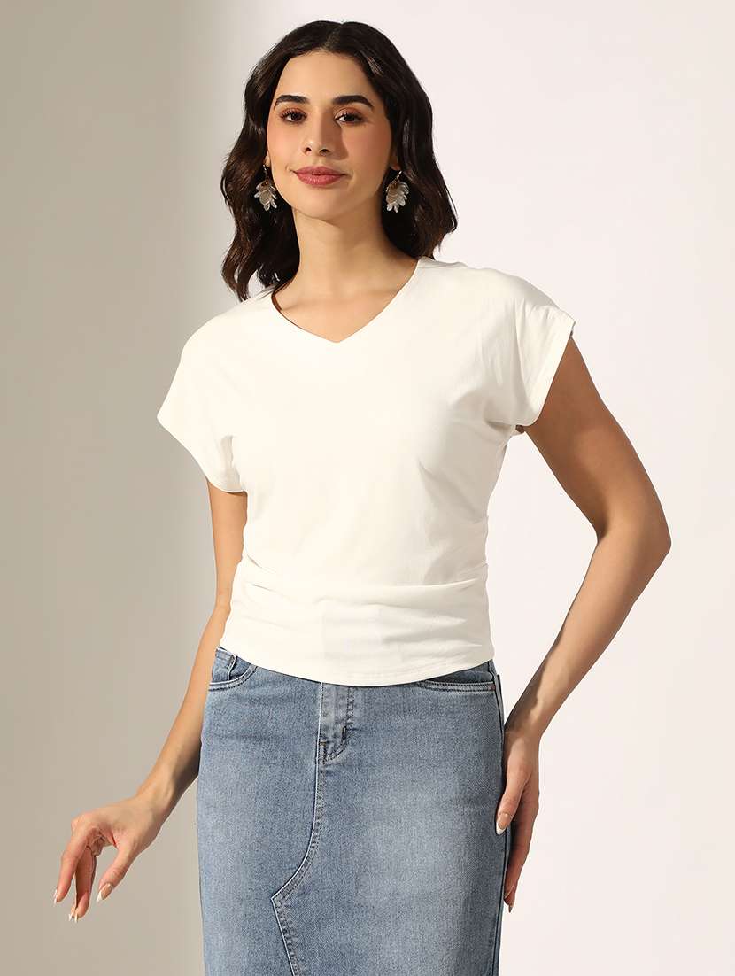 women solid short sleeve regular top - 22180192 -  Standard Image - 1