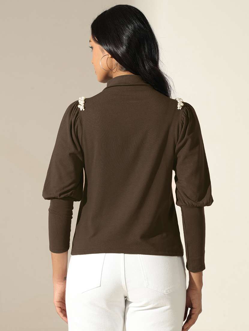 women embellished puff sleeve regular top - 22180204 -  Standard Image - 4