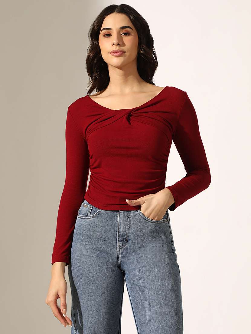 women solid long sleeve regular top - 22180213 -  Standard Image - 1