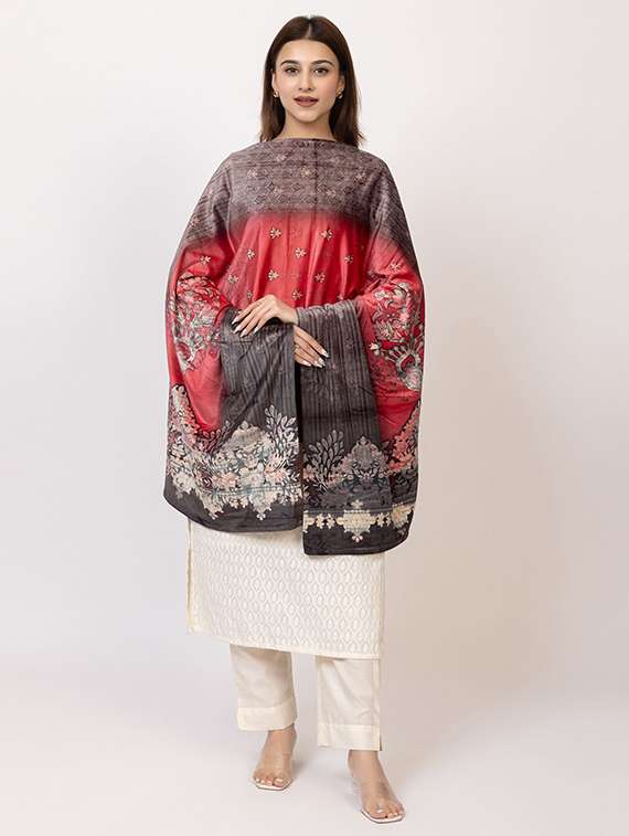 women multi colored printed velvet shawl - 22180219 -  Standard Image - 1