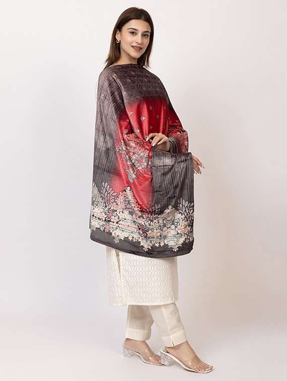 women multi colored printed velvet shawl - 22180219 -  Standard Image - 4