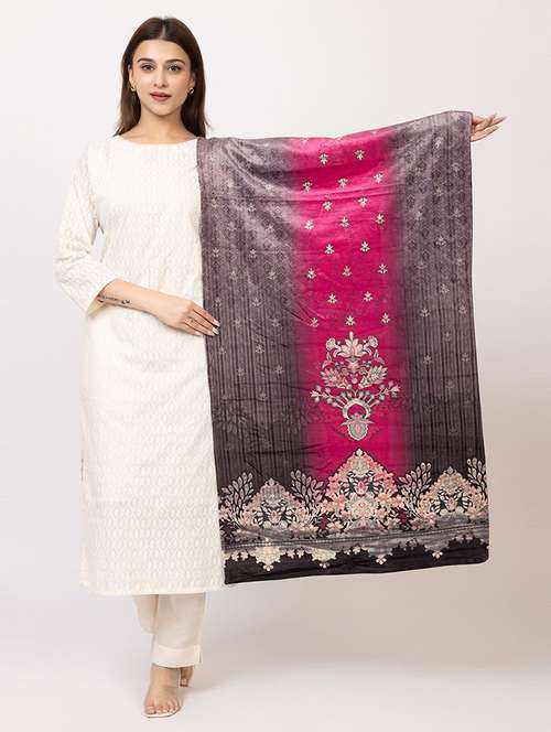 women  multi colored printed velvet shawl - 22180220 -  Standard Image - 0