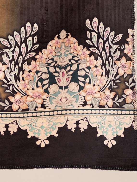 women multi colored printed velvet shawl - 22180221 -  Standard Image - 4