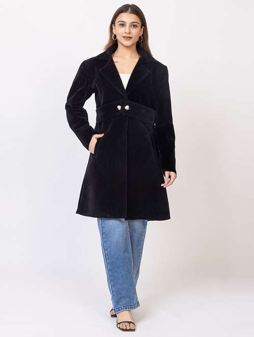 women solid lapel collar long sleeve trench coat - 22180229 -  Standard Image - 0