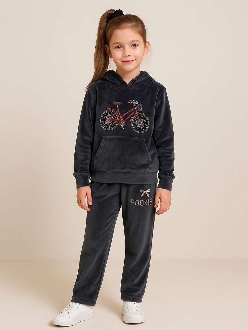 girls solid with work long sleeve full length set - 22180239 -  Standard Image - 1
