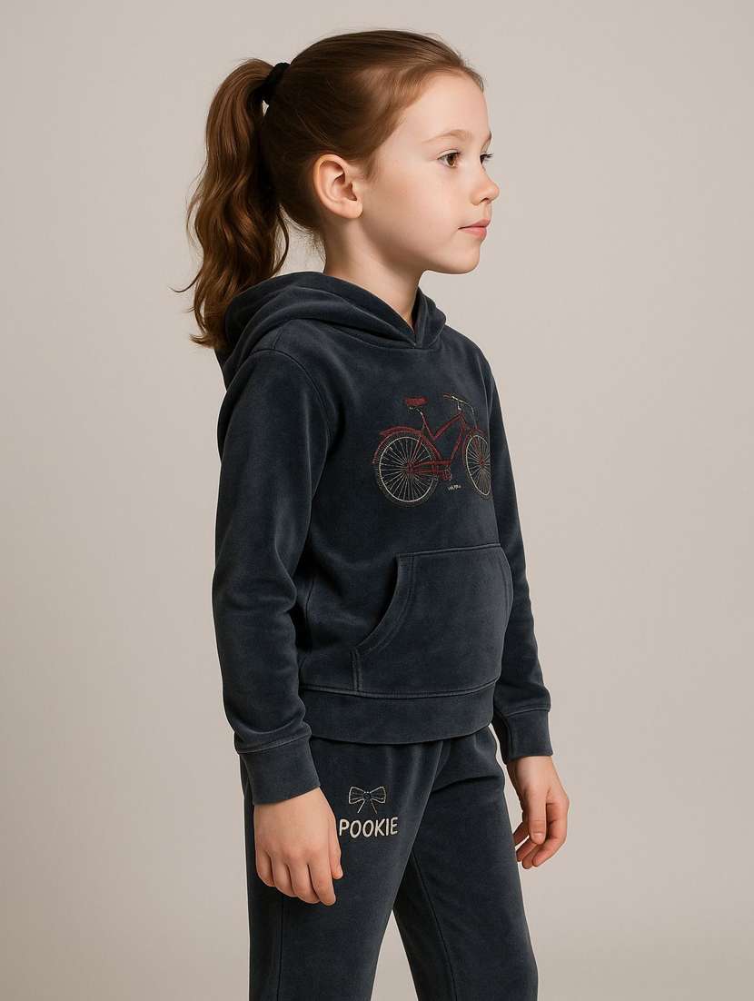 girls solid with work long sleeve full length set - 22180239 -  Standard Image - 4