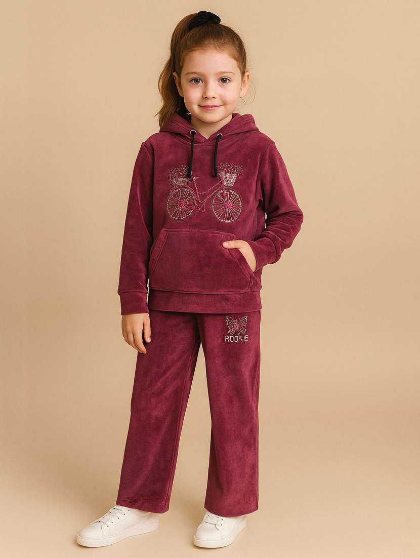 girls solid with work long sleeve full length set - 22180240 -  Standard Image - 1