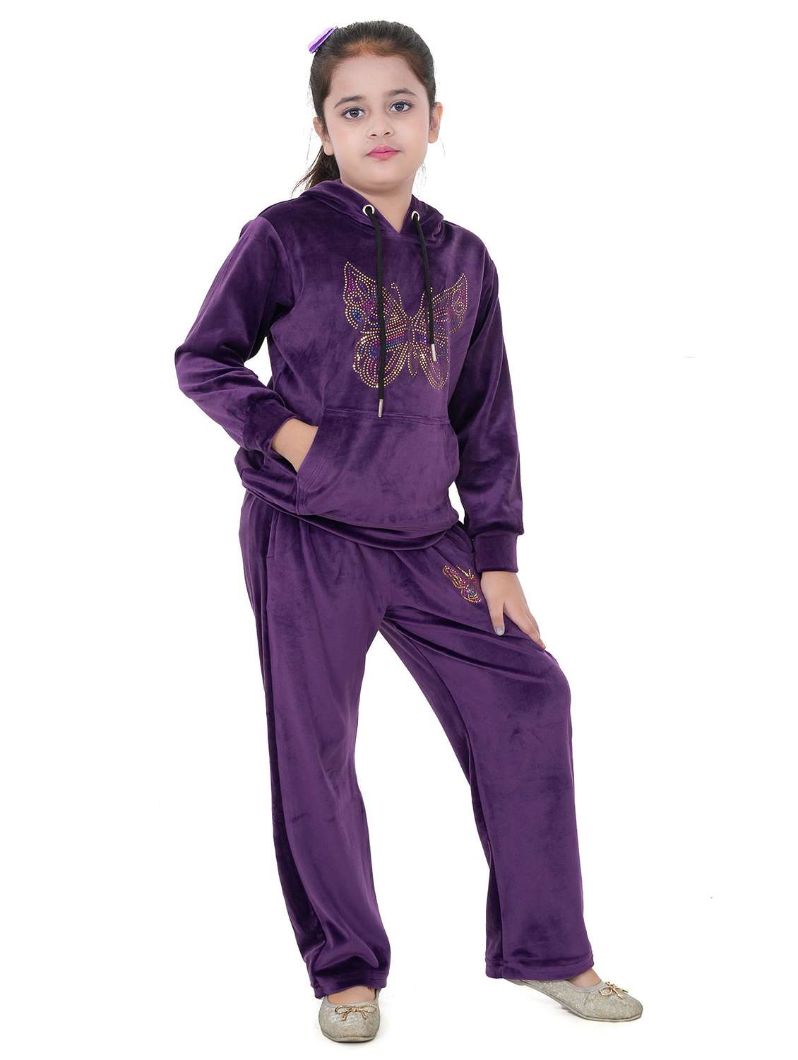 girls solid with work long sleeve full length set - 22180246 -  Standard Image - 1
