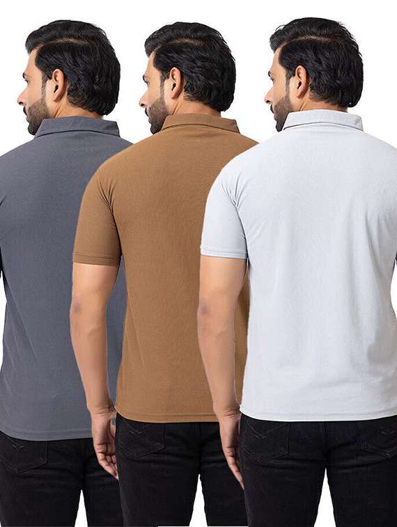 men pack of 3 solid short sleeve polo t-shirt - 22180248 -  Standard Image - 1