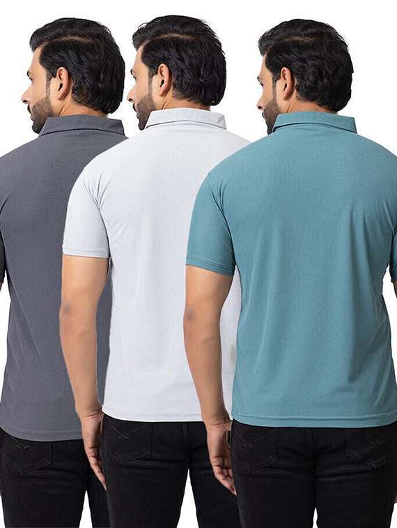men pack of 3 solid short sleeve polo t-shirt - 22180250 -  Standard Image - 1