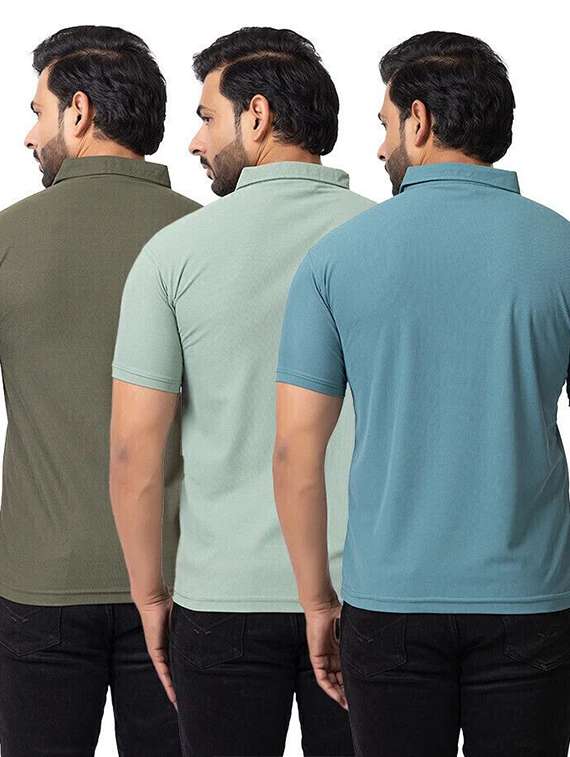 men pack of 3 solid short sleeve polo t-shirt - 22180252 -  Standard Image - 1