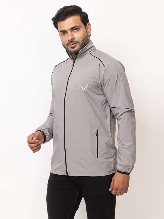 men solid long sleeve windcheater casual jacket - 22180258 -  Standard Image - 1