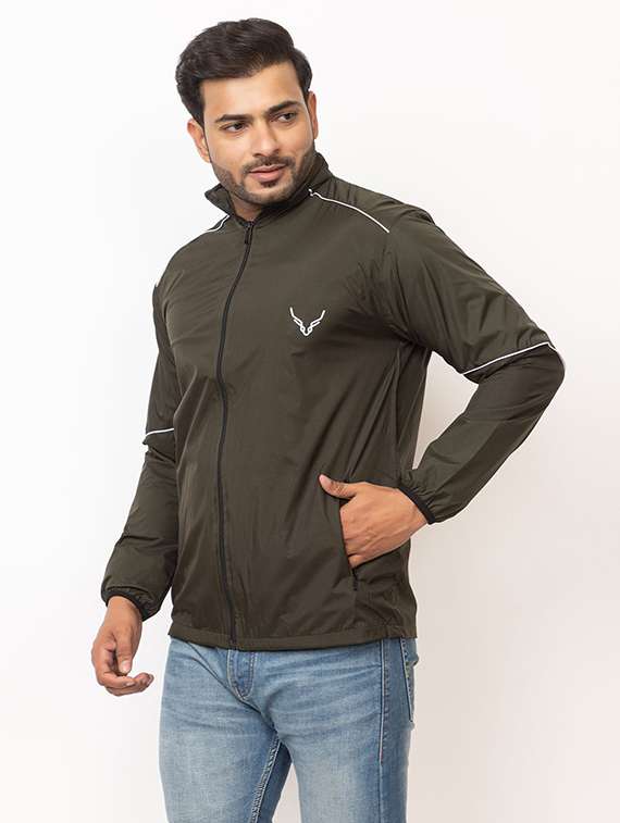men solid long sleeve windcheater casual jacket - 22180260 -  Standard Image - 1