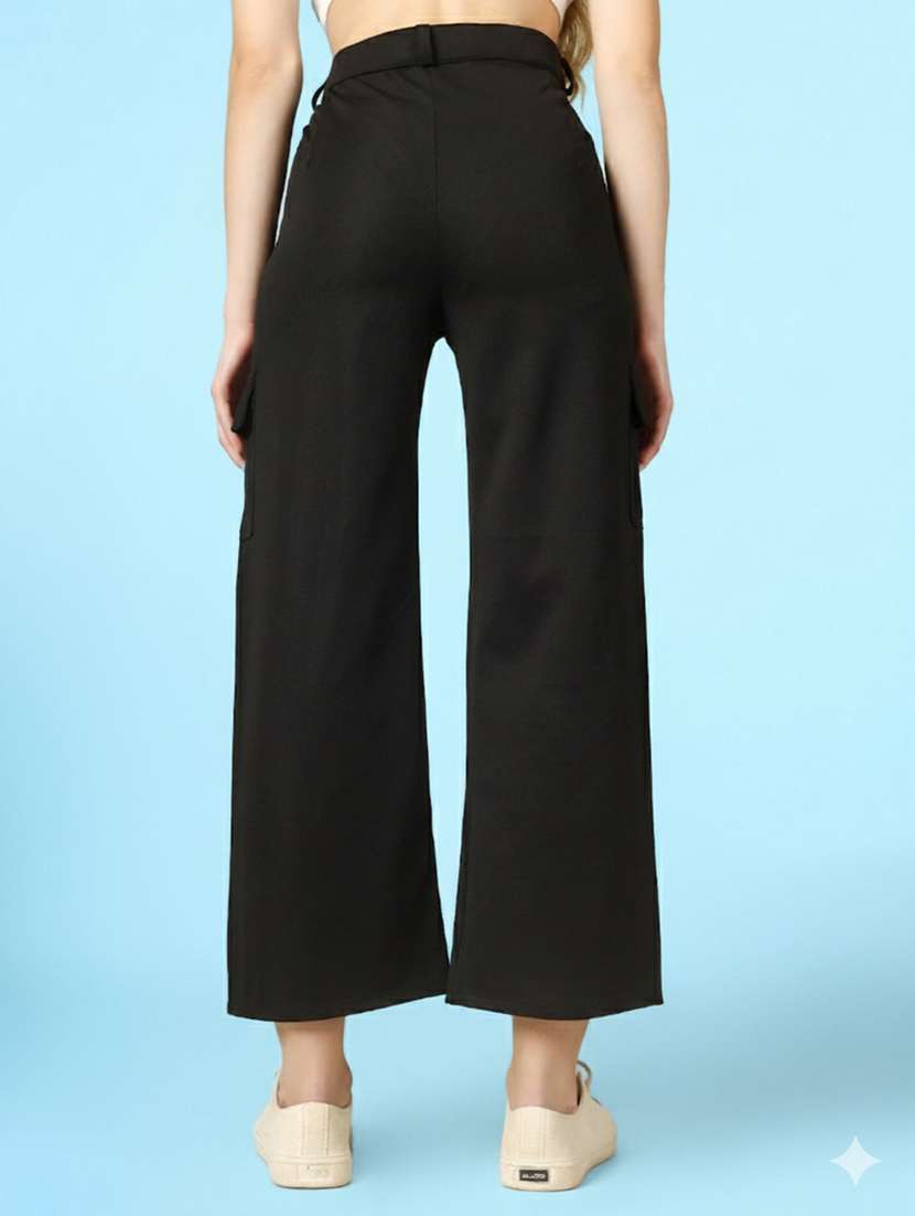 women pack of 2 solid high rise relaxed fit cargo - 22180268 -  Standard Image - 4