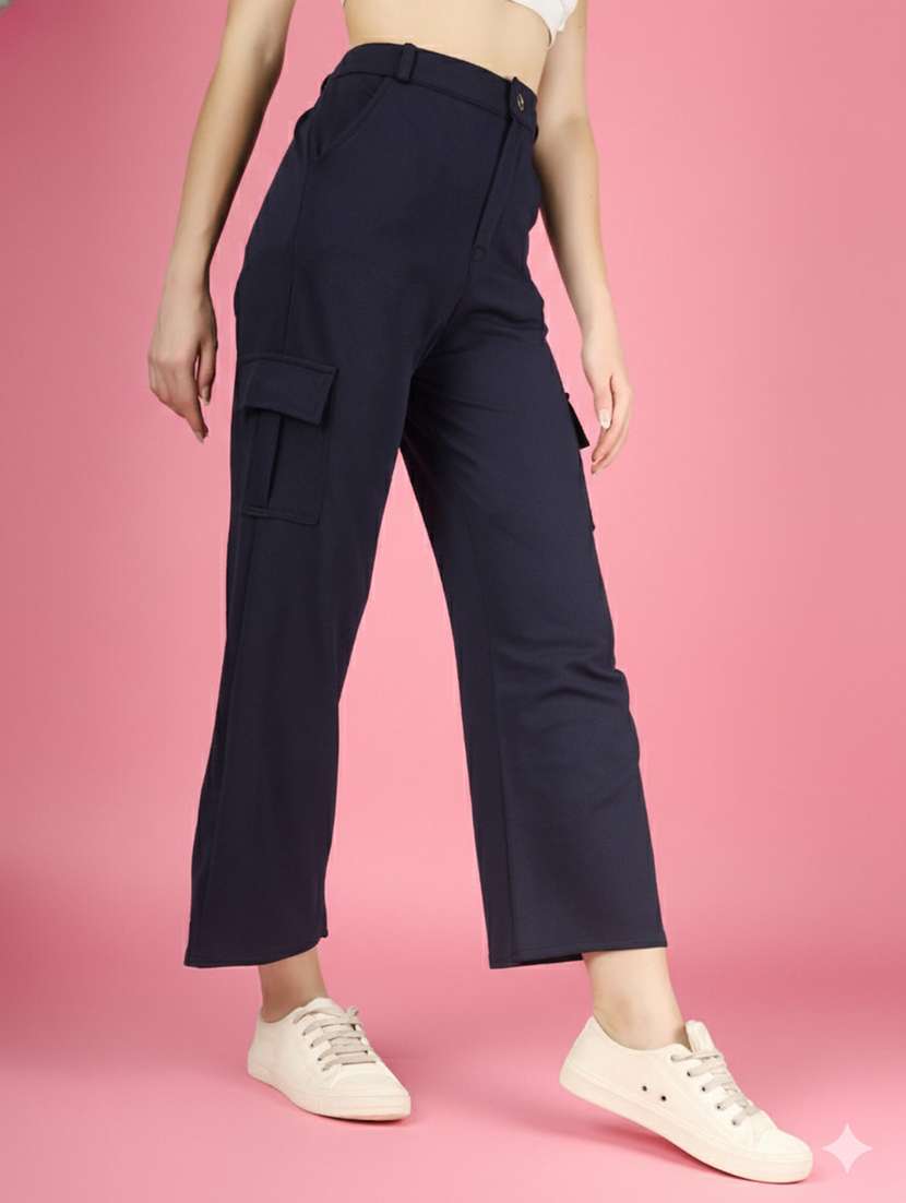 women pack of 2 solid high rise relaxed fit cargo - 22180269 -  Standard Image - 1