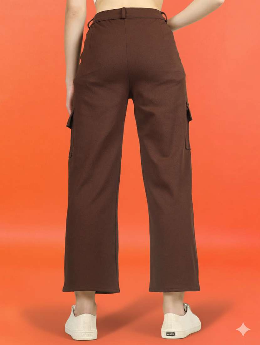 women pack of 2 solid high rise relaxed fit cargo - 22180272 -  Standard Image - 4