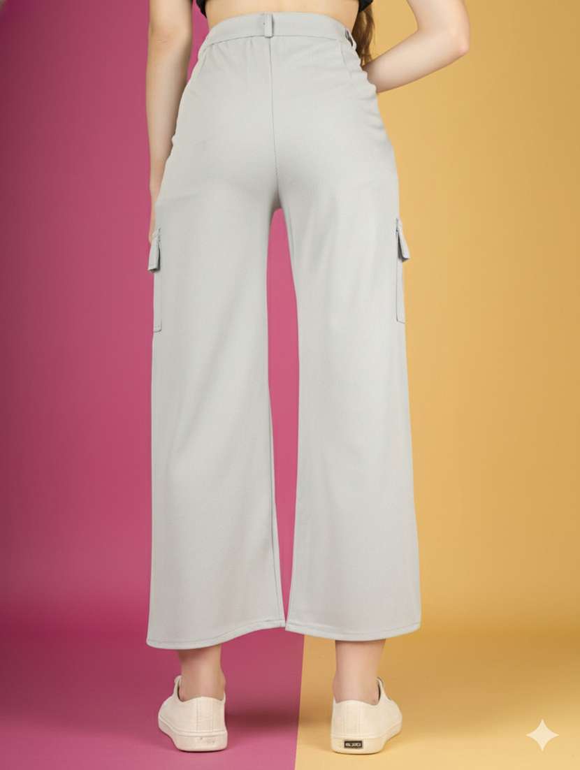 women pack of 2 solid high rise relaxed fit cargo - 22180277 -  Standard Image - 4