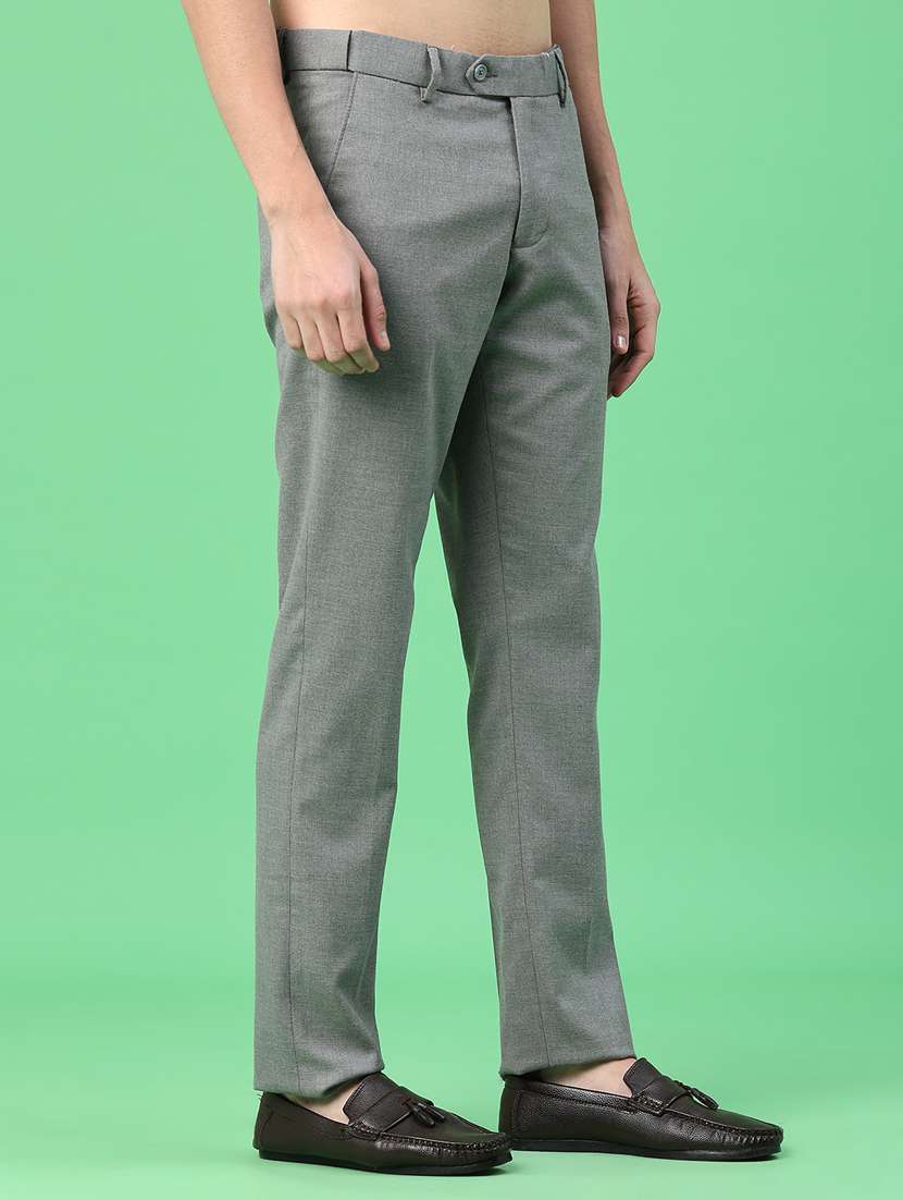 men solid mid rise flat front formal trouser - 22180279 -  Standard Image - 1