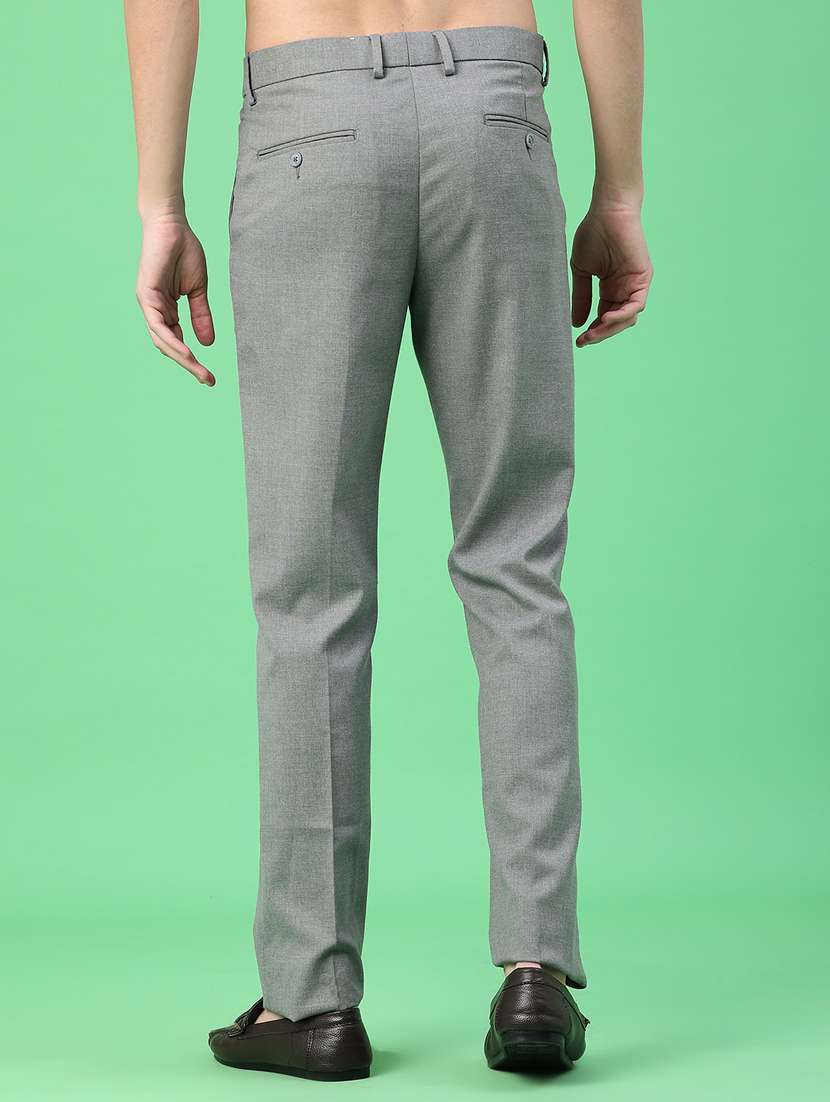 men solid mid rise flat front formal trouser - 22180279 -  Standard Image - 4