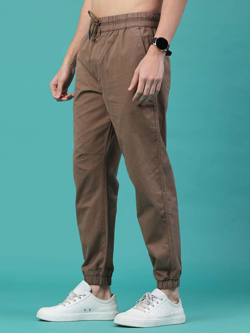 men solid mid rise regular fit jogger - 22180282 -  Standard Image - 1