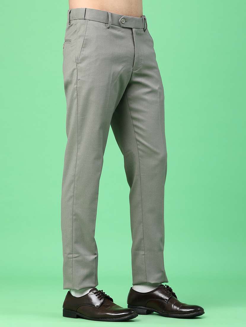 men solid mid rise flat front formal trouser - 22180329 -  Standard Image - 1