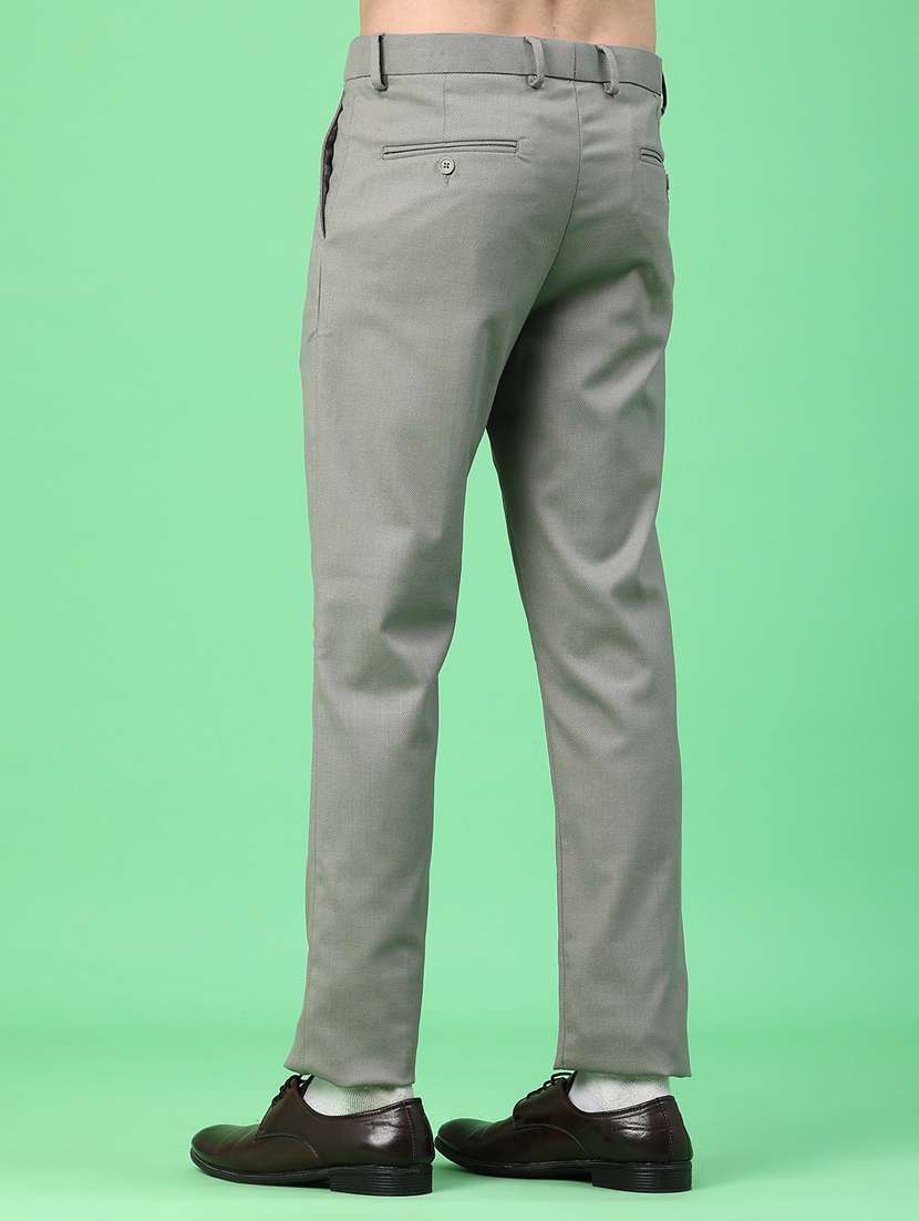 men solid mid rise flat front formal trouser - 22180329 -  Standard Image - 4