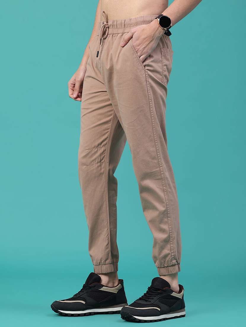 men solid mid rise regular fit jogger - 22180332 -  Standard Image - 1