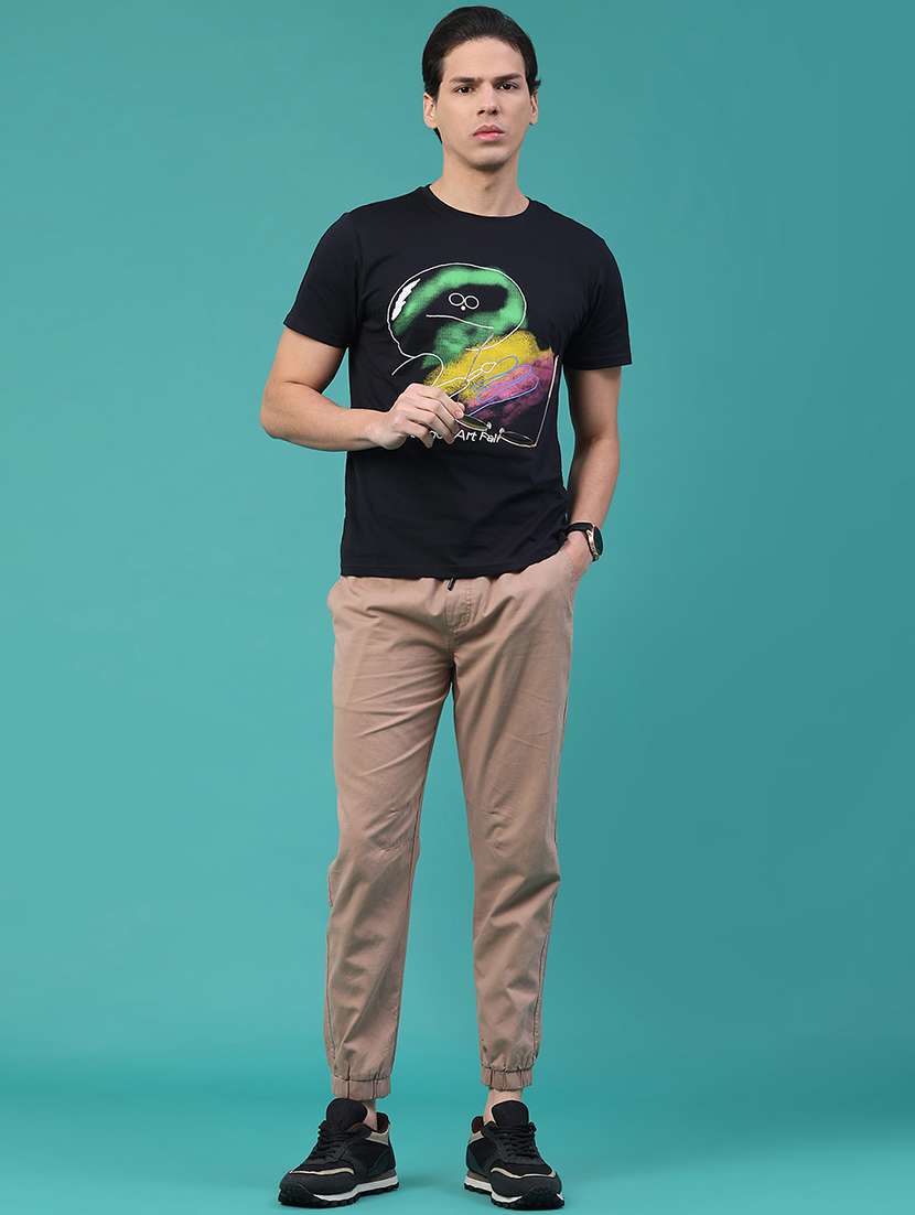 men solid mid rise regular fit jogger - 22180332 -  Standard Image - 4