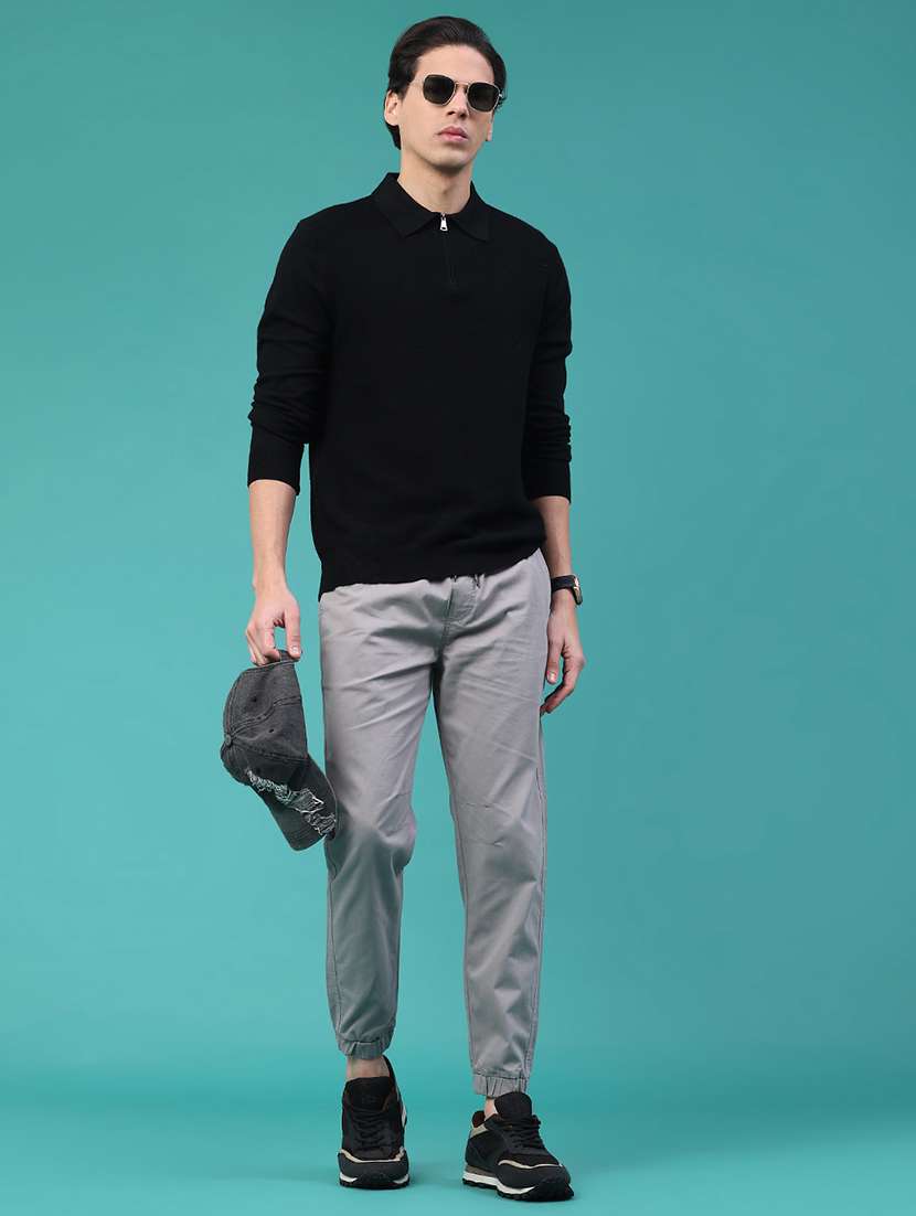 men solid mid rise regular fit jogger - 22180333 -  Standard Image - 4