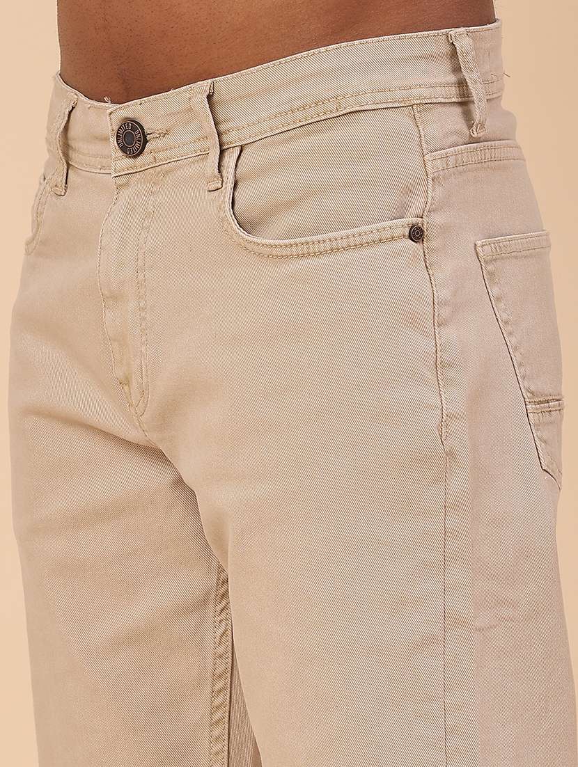 men beige denim jean - 22180647 -  Standard Image - 1