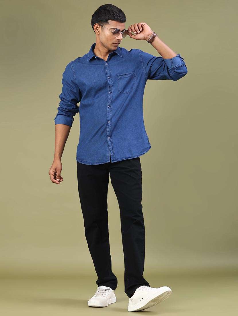 men plain mid rise full length straight jeans - 22180650 -  Standard Image - 4