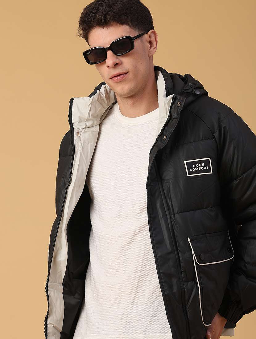 men solid long sleeve lightweight puffer jacket