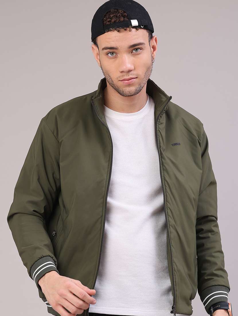 men solid long sleeve lightweight bomber jacket