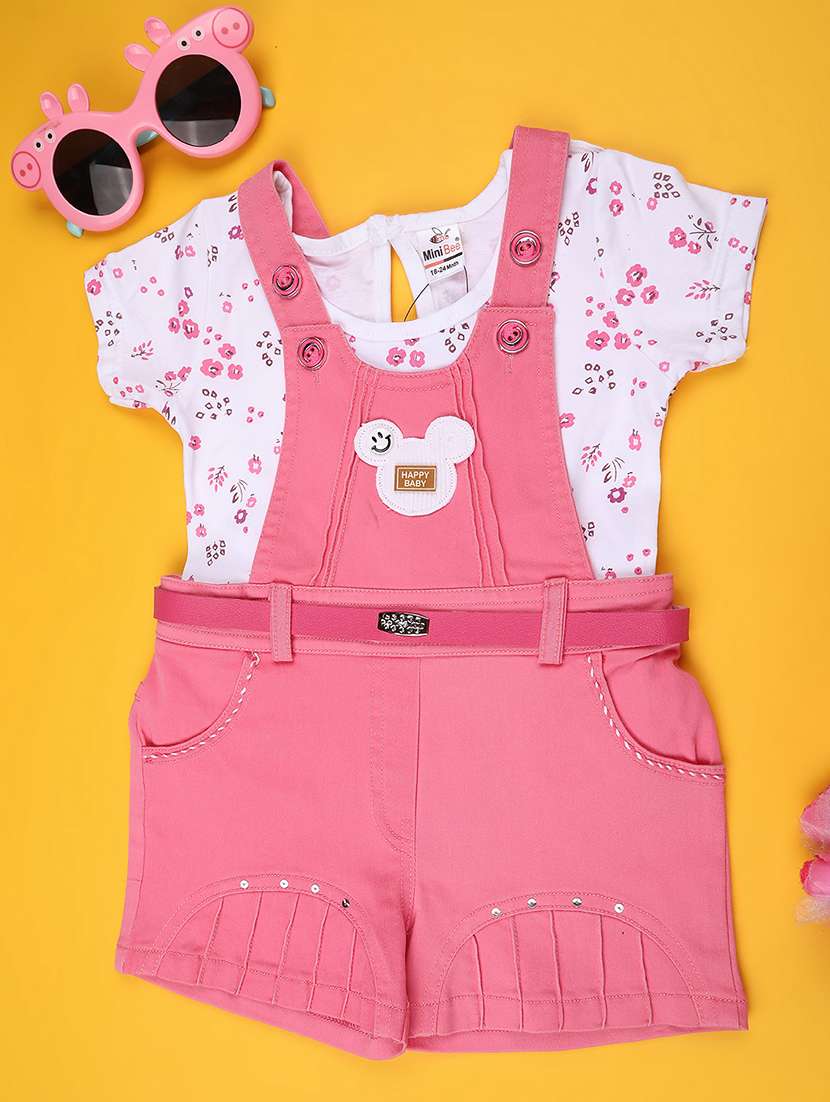pink cotton combo infant twin set - 22180714 -  Standard Image - 1