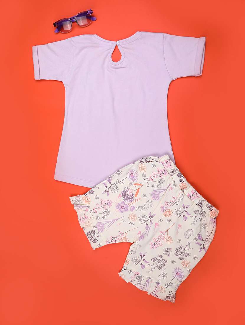 girls printed short sleeves top and shorts set - 22180718 -  Standard Image - 1