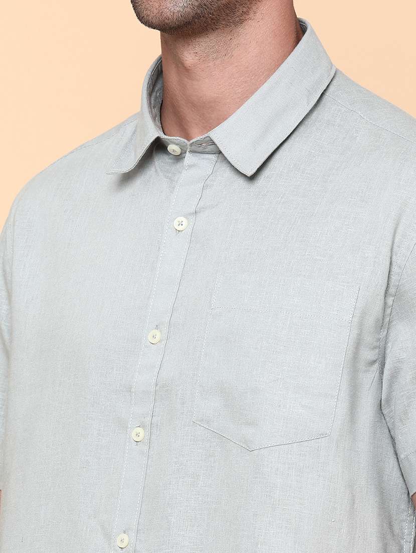 men solid short sleeve regular fit casual shirt - 22180729 -  Standard Image - 1