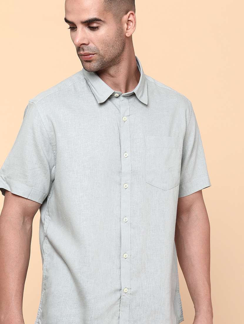 men solid short sleeve regular fit casual shirt - 22180729 -  Standard Image - 4