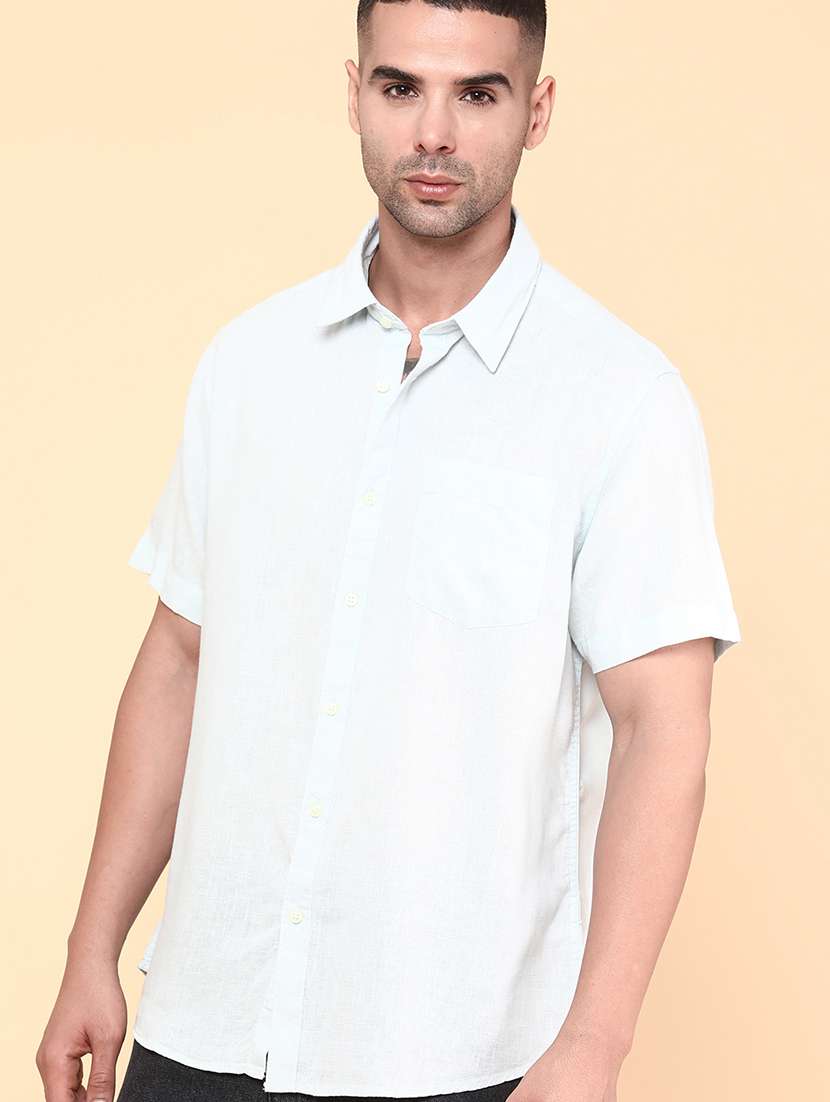 men solid short sleeve regular fit casual shirt - 22180730 -  Standard Image - 4