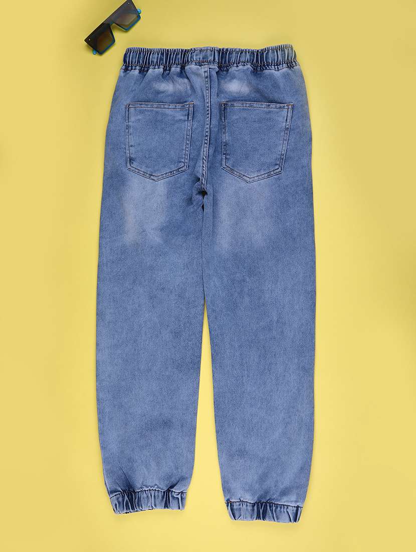boys solid mid rise denim jogger - 22180732 -  Standard Image - 1