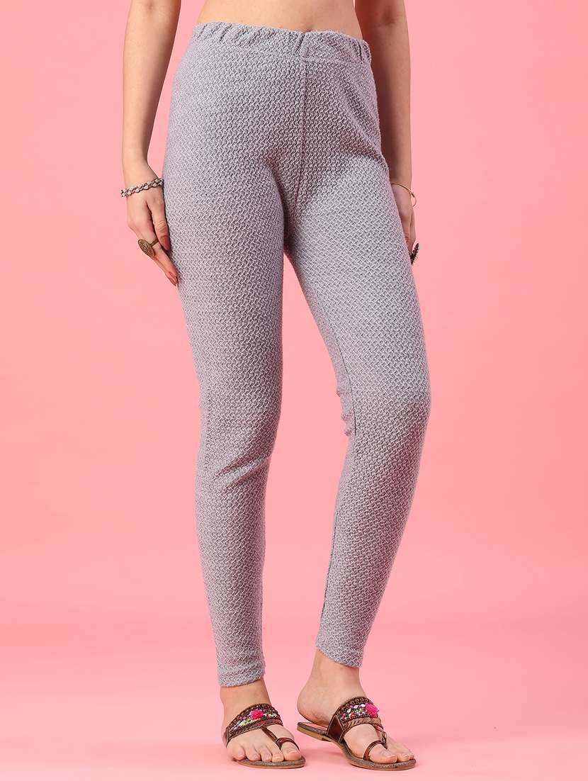 women self design mid rise woolen leggings - 22180738 -  Standard Image - 1