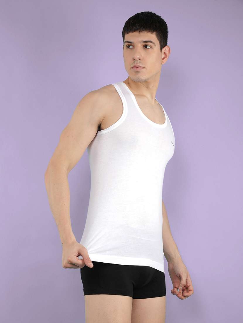 men solid pack of 6 sleeveless vest - 22180829 -  Standard Image - 1