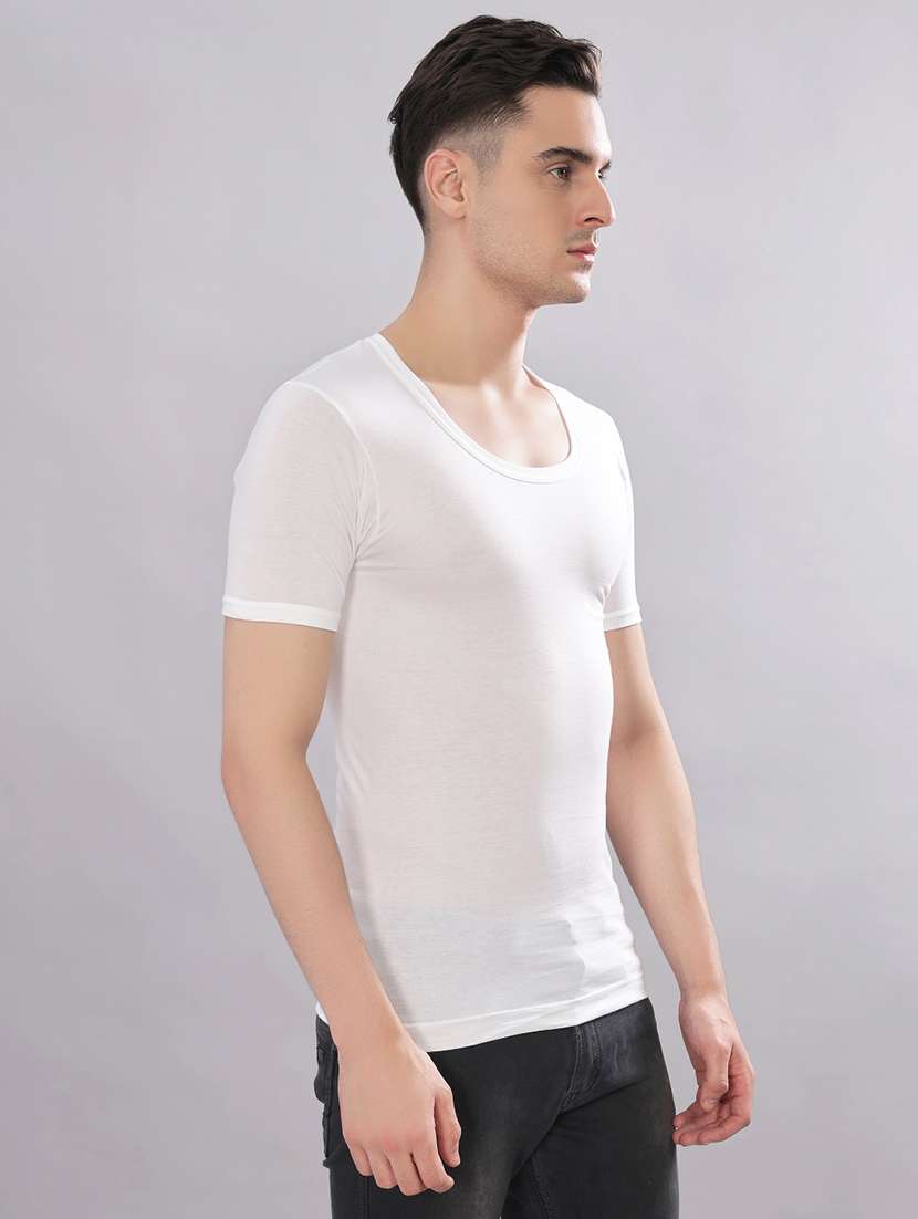 men pack of 4 solid half sleeve vest - 22180872 -  Standard Image - 1