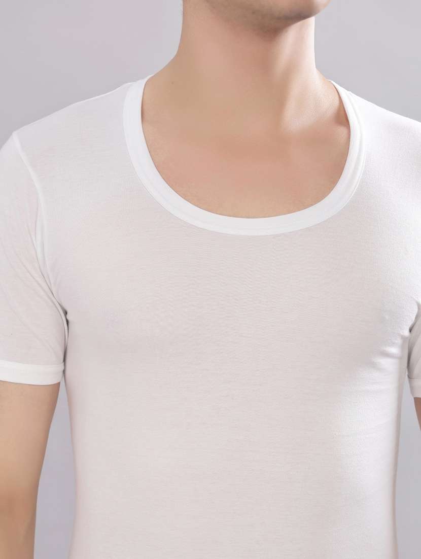 men pack of 4 solid half sleeve vest - 22180872 -  Standard Image - 4