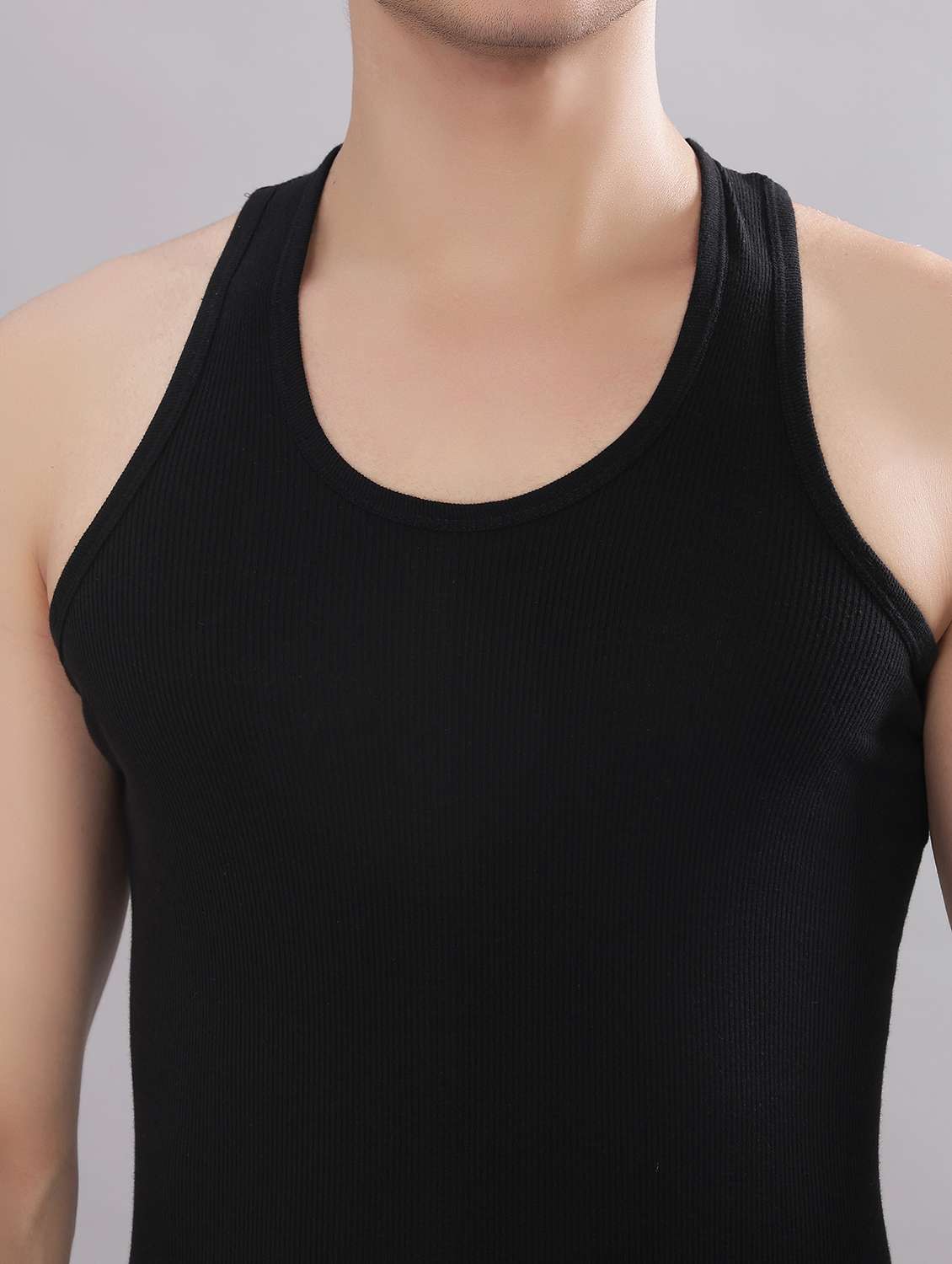 men pack of 6 solid sleeveless vest - 22180901 -  Standard Image - 4