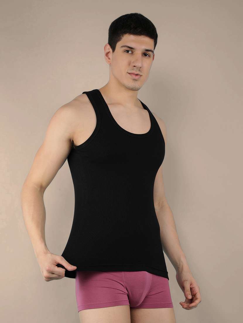 men pack of 3 solid sleeveless vest - 22180905 -  Standard Image - 1
