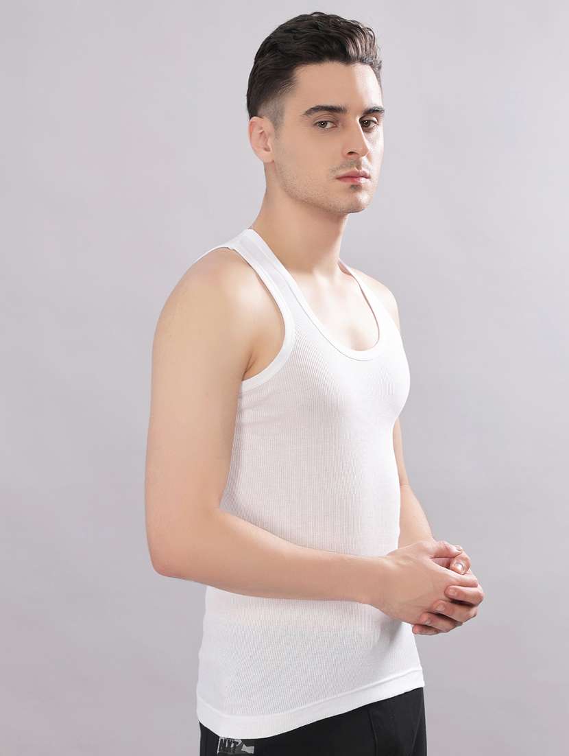 men pack of 7 solid sleeveless vest - 22180925 -  Standard Image - 1
