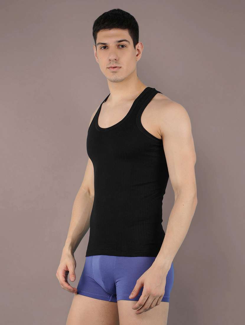 men pack of 7 solid sleeveless vest - 22180950 -  Standard Image - 1