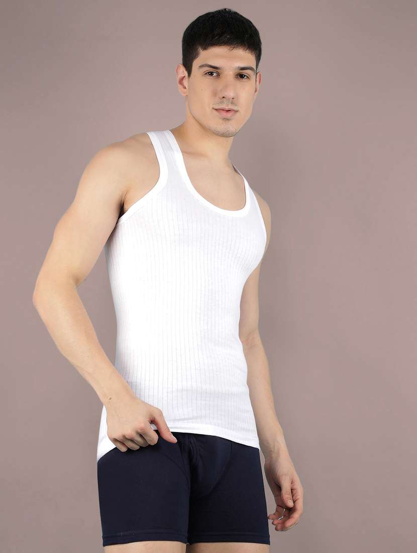 Men Pack Of 10 Solid Sleeveless Vest - 22180969 -  Standard Image - 1
